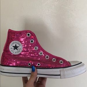 Hot pink sparkly converse